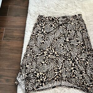 Calvin Klein Animal Print Midi Skirt - Brown and Cream